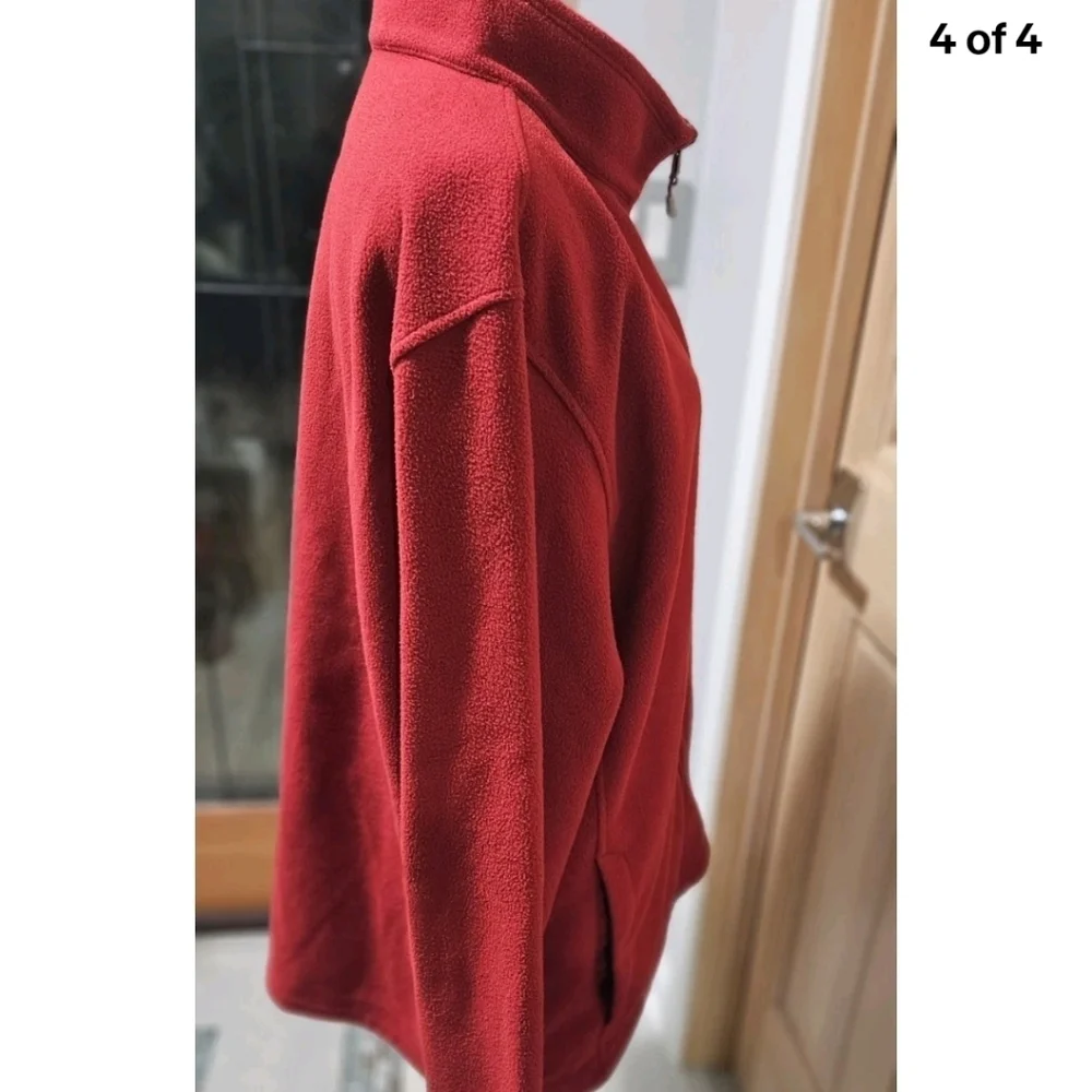 The North Face Plush Fleece Red Grey Casual Lightweight Full Zip Jacket Men's XL